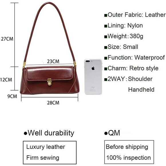 Womens Small Clutch Shoulder Bag Leather Mini Tote Handbag Buckle Closure - Picture 4 of 7